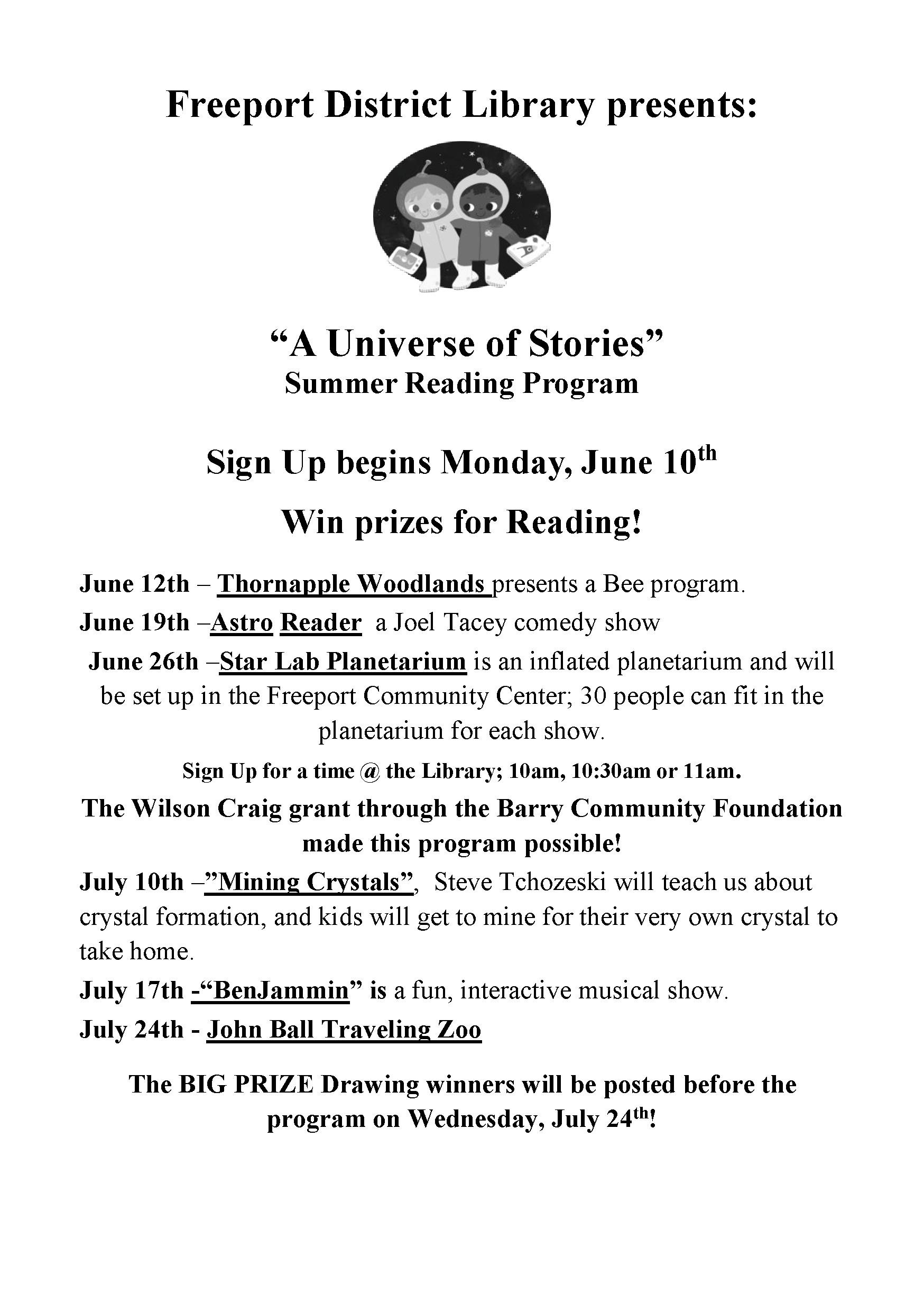 2019 Summer Reading Activities