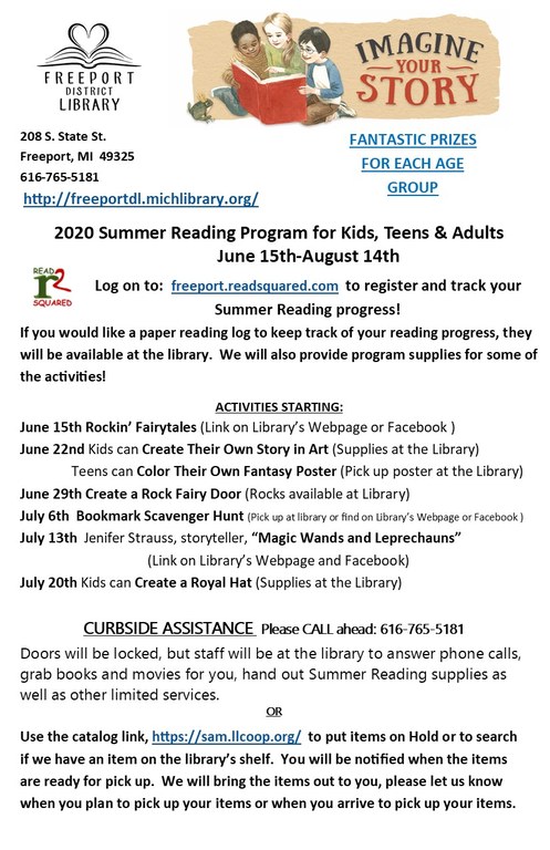 2020 Imagine Your Story Summer Reading Flyer